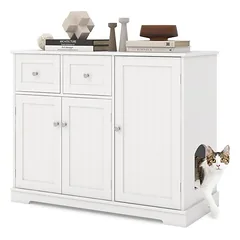 GIANTEX Katzenklo-Möbel Mit Schrank Mit Türen Und Schubladen