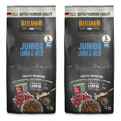 BELCANDO Junior Lamb & Rice M-L 25 kg (2x12,5 kg) aviena ir ryžiai - sausas maistas šunims nuo 4 mėnesių amžiaus, vidutinėms ir didelėms veislėms