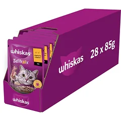 WHISKAS Adult paketėlis 28x85 g drėgno maisto suaugusioms katėms su ėriena ir kalakutiena