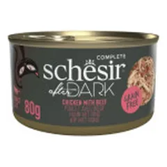 Schesir After Dark konservai su vištiena ir jautiena sultinyje katėms