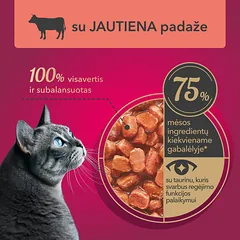 Pilnavertis konservuotas pašaras suaugusioms katėms su jautiena padaže MY LOVE 85g x 24 — 2 nuotrauka