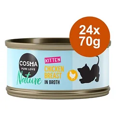Cosma Nature Kitten drėgnas maistas kačiukams, ekonominė pakuotė 24 x 70 g