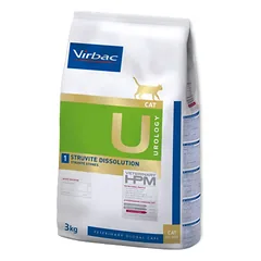 Virbac Veterinary HPM 1 Urology Struvite Dissolution Cat sausas maistas katėms skirtas struvitinių akmenų tirpdymui, 1,5 kg parduotuvėje vetprekes.lt