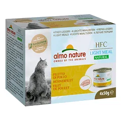 Almo Nature HFC Natural LIGHT MEAL MEGA PACK Vištienos filė, drėgnas maistas suaugusioms katėms, 4x50g
