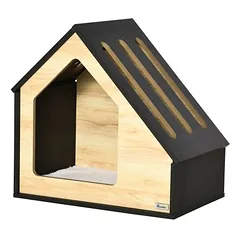 Zatte Hundehütte Holz mit Kissen, drinnen, bis 8 kg 60x40x59 cm