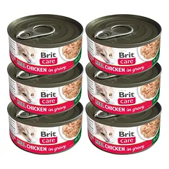 BRIT Care Cat Real Chicken in Gravy 6x80 g vištienos filė padaže, drėgnas maistas katėms