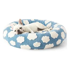 IntiMeg rundes Hunde- und Katzenbett, weiße Wolken