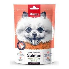 Wanpy Fish Shape Bites lašišos skanėstai šunims, 100 g parduotuvėje petreon.lt