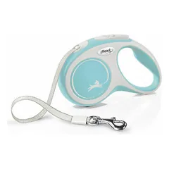 Flexi New Comfort ritininis pavadėlis šunims S (juosta) 5 m, šviesiai mėlynas