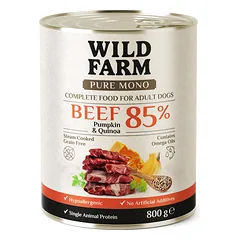 WILD FARM PURE MONO Jautiena, moliūgai ir kvinoja 800 g vienos rūšies baltymų šunų maistas