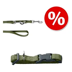 HUNTER rinkinys: antkaklis London + pavadėlis London, alyvuogių žalios spalvos