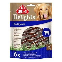 8in1 Delights spiralės skanėstai šunims, su jautiena, 6 vnt, 113g