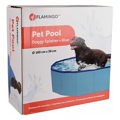 Flamingo Doggy Splatter Pool Blue sulankstomas baseinas šunims su neslystančia danga, 160×30 cm