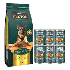 HEKTOR BALANCED Adult 15kg + WILD FARM Superfood Salmon 6x400g 