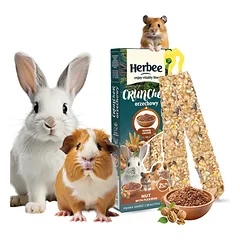 HERBEE traškučiai graužikams ir triušiams 115g graikiniai riešutai su sėmenimis