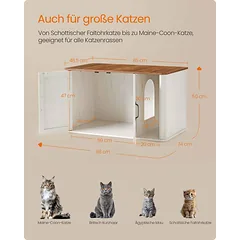 Kačių kraiko dėžės spintelė Feandrea PCL012W01, Dvigubos durys, Ruda/balta, 85 × 48,5 × 50 cm — 5 nuotrauka