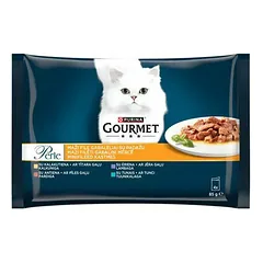 Purina Gourmet Cat Pouch Perle Mini Fillets Turkey, Duck, Lamb, Tuna Multipack 4x85 g