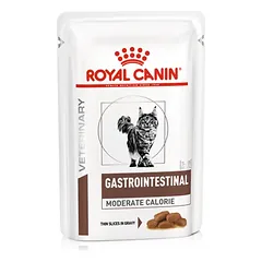 Gastrointestinal Moderate Calorie drėgnas pašaras katėms Royal Canin (ploni griežinėliai padaže)