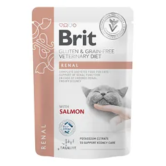 Brit Grain Free Veterinary Diets Renal bekvilis gydomasis drėgnas maistas katėms su lėtiniu inkstų nepakankamumu, 85 g nuotrauka