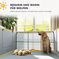 Šunų jauniklių dėžė su plaunamu kilimėliu, juoda, 122 × 122 × 60 cm — 5 nuotrauka