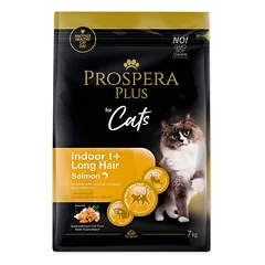 Prospera Plus Indoor 1+ Salmon Long Hair sausas pašaras suaugusioms patalpų katėms su lašiša ir ilgu kailiu, 7 kg — 2 nuotrauka