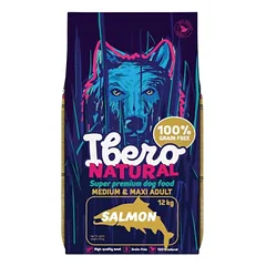 Ibero Natural Medium Maxi Adult Salmon – visavertis pašaras vidutinių ir didelių veislių šunims