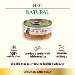 Almo Nature HFC with Chicken & Tuna konservai katėms su vištiena ir tunu, 24 x 70 g — 2 nuotrauka