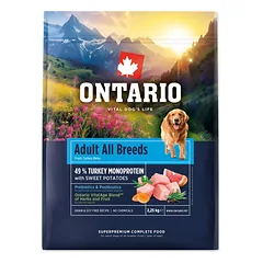 Ontario Adult All Breeds Monoprotein Turkey & Sweet Potatoes sausas maistas šunims su kalakutiena ir saldžiosiomis bulvėmis, 2,25 kg