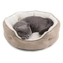 MCBOSON 63 cm Braun – Rundes Heizkissen, Katzenbett
