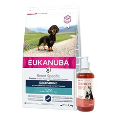 Eukanuba Breed Specific Adult Dachshund 2,5kg + LAB V Lašišų aliejus šunims ir katėms 500ml