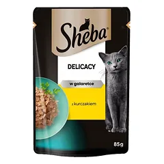 SHEBA Delicacy in jelly 85g gabalėliai su vištiena želė katėms nuotrauka
