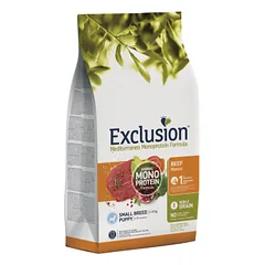 Exclusion Mono Protein begrūdis sausas pašaras mažų veislių jauniems šuniukams su jautiena