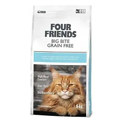 Four Friends Big Bite Grain Free begrūdis sausas maistas didelėms katėms su antiena, kalakutiena ir vištiena, 6 kg