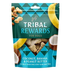 Tribal Rewards sausainiai šunims su kokosu, bananais ir žemės riešutų sviestu, Coconut, Banana & Peanut Butter, 125 g