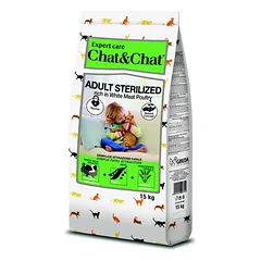 Chat & Chat Expert Suaugusiųjų Sterilizuota su paukštiena mėsa 15 kg