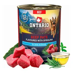 Ontario Adult Beef & Spirulina 800g konservai suaugusiems šunims su jautiena