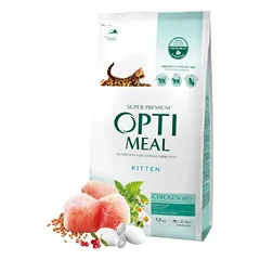 Optimeal Kitten Chicken sausas maistas kačiukams su vištiena 1.5kg