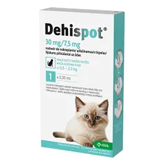 Dehispot 30 mg/7,5 mg 0,35 ml užlašinamasis tirpalas mažoms katėms, nuo kirmėlių, 1 vnt.
