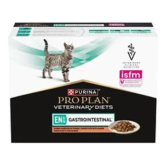 Purina Pro Plan Veterinary Diets EN St/Ox Gastrointestinal šlapias pašaras suaugusioms katėms su lašiša padaže, skirtas žarnyno absorbcijos sutrikimams mažinti, 10x85 g