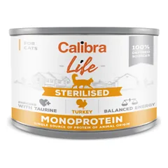 CALIBRA Cat Life can Sterilised Turkey begrūdžiai vieno baltymo konservai sterilizuotoms katėms su kalakutiena, 200 g