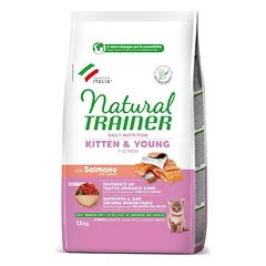 Natural Trainer Kitten su lašiša, sausas maistas kačiukams, 1,5 - 2,9 kg parduotuvėje Petz.lt