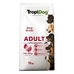 Tropidog Premium Adult Medium & Large su kalakutiena ir ryžiais, sausas maistas šunims