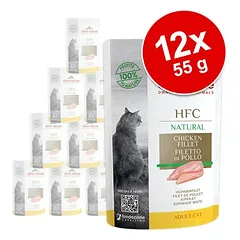 Almo Nature HFC Natural Pouch drėgnas maistas katėms, ekonominė pakuotė 12 x 55 g