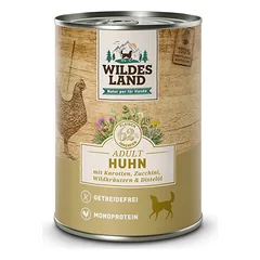 WILDES LAND Chicken konservuotas begrūdis pašaras suaugusiems šunims su vištiena ir daržovėmis, 400 g