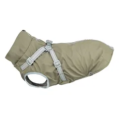 Trixie Pontis Rain Coat With Harness lietpaltis su integruota pavadėlio kilpa, S dydis, nugaros ilgis 40 cm, alyvuogių žalias