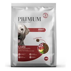 PRIMUM sausas maistas suaugusiems šunims su ėriena ir bulvėmis, 1,5 kg