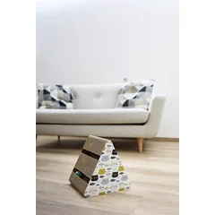 KERBL gofruoto kartono draskyklė katėms su kamuoliuokais Boon 22,4 x 26 x 26 cm, ruda — 2 nuotrauka