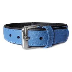 Das Lederband Hundehalsband Milano azure/oxford blue