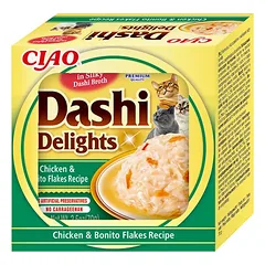 CIAO Dashi Delight plėšyta vištiena su bonito dribsniais sultinyje katėms, 70 g