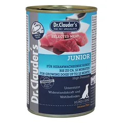 DR. CLAUDER'S Immune plus junior konservai jauniems šunims su jautiena, 400 g parduotuvėje vetprekes.lt